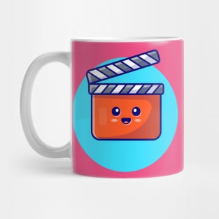 Cute Clapper Board Movie Cartoon Vector Icon Illustration Mug